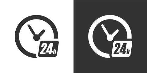 24 hours, clock and time icon