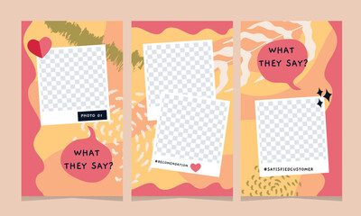 Set of social media stories template modern design pastel color for digital marketing or promotion. Perfect for a valentine's event. Template design.