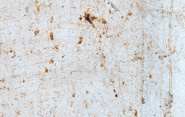 Texture white metal wall with rust stains