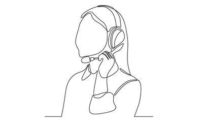 Continuous line of woman customer service