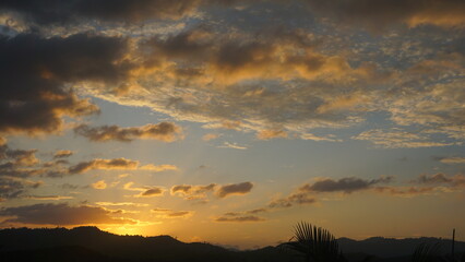 Clouds Golden sky after sunset Beautiful sky after the sun.