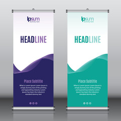 Roll up banner design template vector, abstract background, modern x-banner, rectangle size