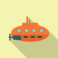 Military submarine icon flat vector. Underwater ship. Deep vehicle