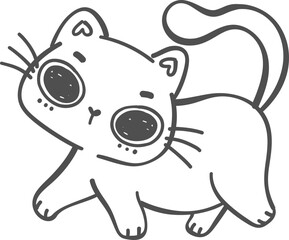 cute cat doodle hand drawing cartoon outline vector