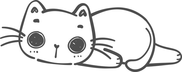 cute cat doodle hand drawing cartoon outline vector