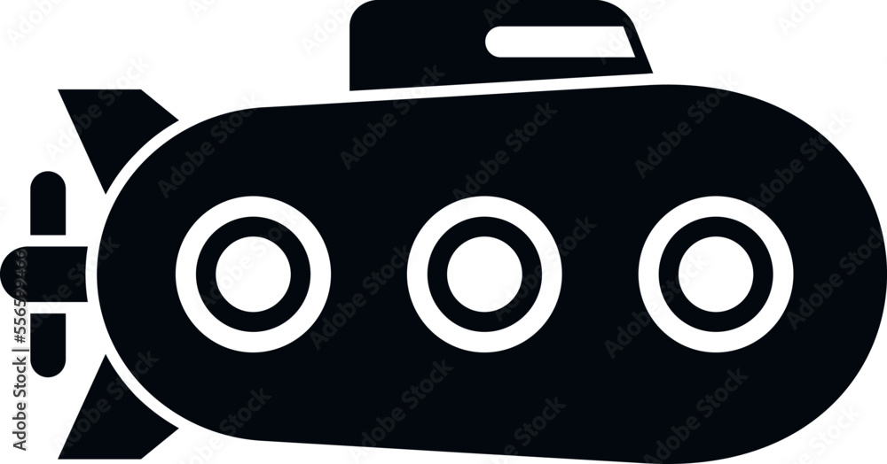 Poster design submarine icon simple vector. underwater ship. army vehicle
