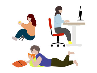 暮らしのイラスト（趣味, ペット, 間食, 読書, パソコン）