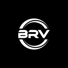 BRV letter logo design with black background in illustrator, cube logo, vector logo, modern alphabet font overlap style. calligraphy designs for logo, Poster, Invitation, etc.