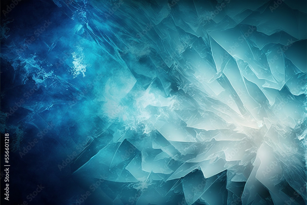Wall mural abstract blue background with ice cracks. generative ai.