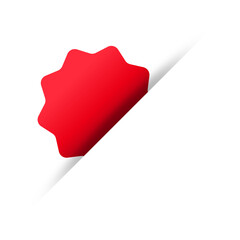 Red paper tag label ripped torn cut edges isolated background