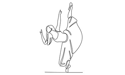 continuous line of woman ballet dancer