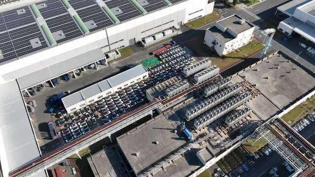 solar panel on factory rooftop