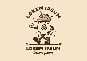 Illustration design of a juice glass with hands and feet