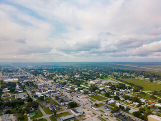 Aerial photo residential and business districts in Clewiston Florida