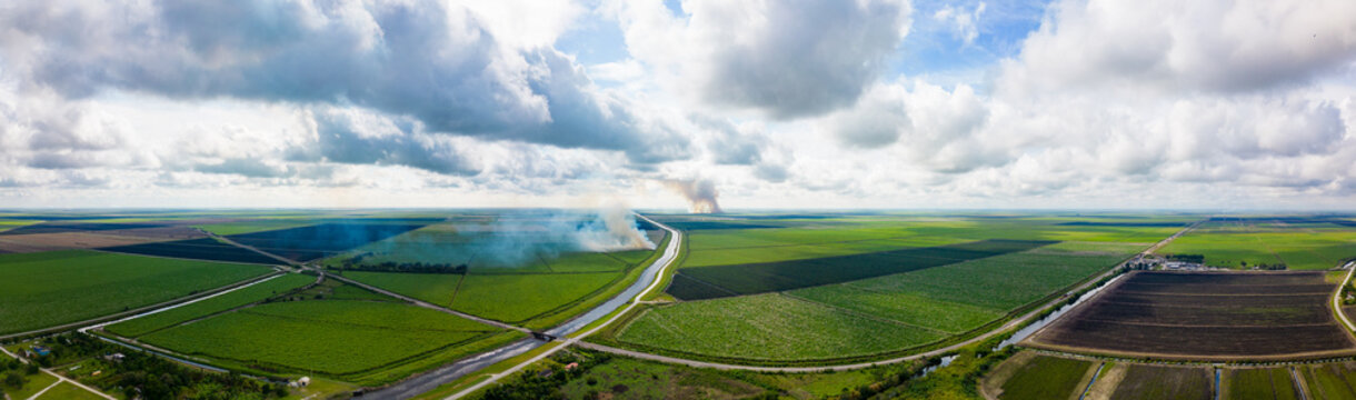 Aerial photo farm agriculture slash and burn fires