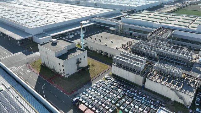 solar panel on factory rooftop