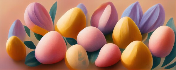 Easter abstract colorful background. Pastel colors, egg pattern. Generative AI technology