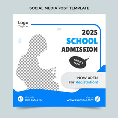 School admission social media post,  Blue and black web banner template, kids admission banner design, Squire post banner design 