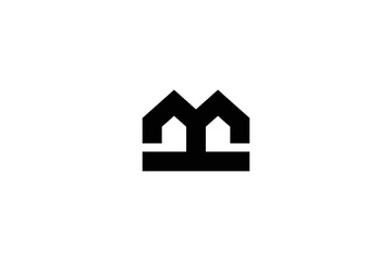Minimal Awesome Trendy Professional Letter M Home Logo Design Template On White Background