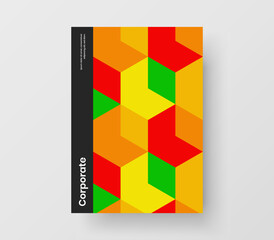 Unique geometric tiles poster concept. Vivid catalog cover vector design template.