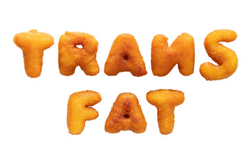 word TRANS FAT made from french fries isolated on png or transparent background