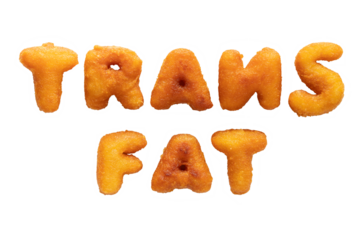 word TRANS FAT made from french fries isolated on png or transparent background