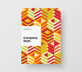 Modern geometric tiles brochure template. Amazing placard vector design concept.