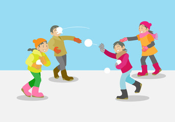 雪合戦を楽しむ子供たち