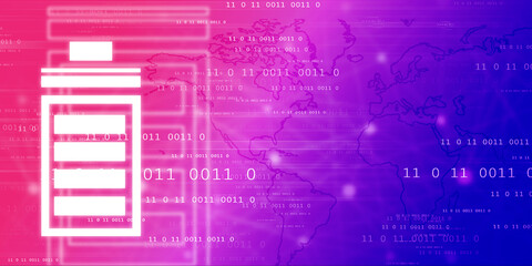 2d rendering Electrical energy and power supply source concept, accumulator battery with charging level indicator