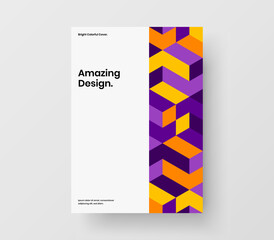 Trendy mosaic hexagons company cover illustration. Isolated pamphlet A4 vector design template.