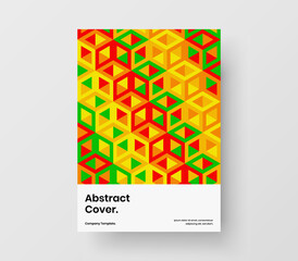 Minimalistic flyer design vector concept. Bright geometric pattern front page layout.