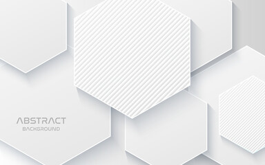 white papercut background. Vector 3d. Abstract geometric layered background. Paper shapes textured with hexagon. Minimalist cover design