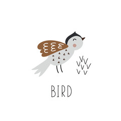 Animal card BIRD for kids. Educational preschool cards for learning animals. Learn animal name for kids.