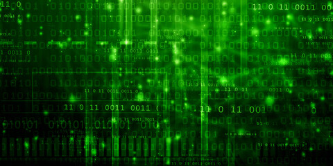 Obraz premium 2d illustration abstract digital binary data on computer screen 