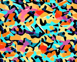 Colorful camouflage safari pattern. Illustration for wallpaper, fabrics, wrappers, postcards, greeting cards, wedding invitations, banners, web.