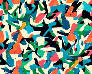 Colorful camouflage safari pattern. Illustration for wallpaper, fabrics, wrappers, postcards, greeting cards, wedding invitations, banners, web.