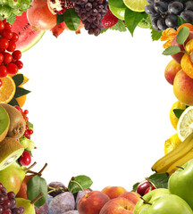 Frame of fruits isolated