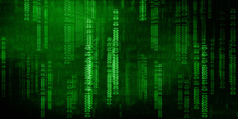 2d illustration abstract digital binary data on computer screen