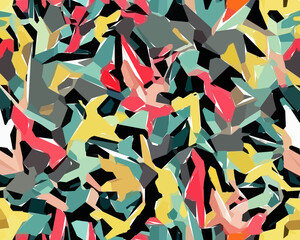 Colorful camouflage safari pattern. Illustration for wallpaper, fabrics, wrappers, postcards, greeting cards, wedding invitations, banners, web.