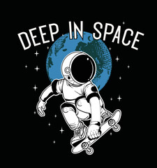 Astronaut sits on Moon and looks to Earth. Lonely spaceman.Vector illustration.t shirt graphic
