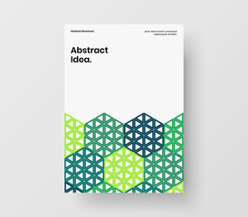 Colorful geometric hexagons pamphlet layout. Abstract cover design vector concept.