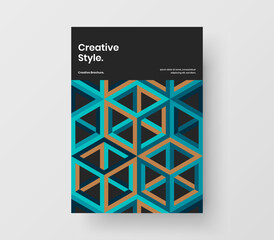 Fresh leaflet A4 vector design template. Simple mosaic hexagons cover concept.