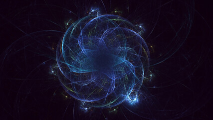 3D rendering abstract multicolor fractal light background