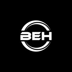 BEH letter logo design with black background in illustrator, cube logo, vector logo, modern alphabet font overlap style. calligraphy designs for logo, Poster, Invitation, etc.