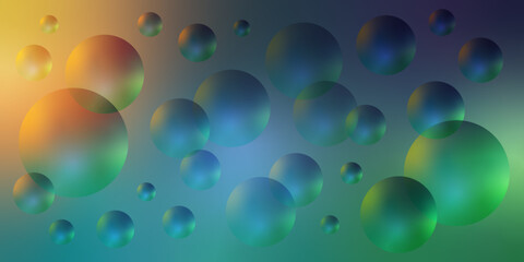 Shiny bubbles illustration, trendy blur gradient holographic spheres, colorful background vector