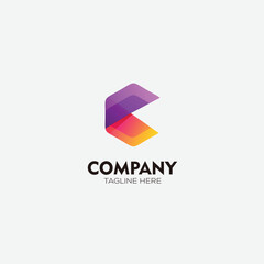 letter c logo design gradient color icon