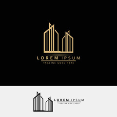 Obraz premium Architect Construction Solutions Vector Logo Template, Architect Construction Idea, Palace, Architecture Logo, Art Deco Rich Premium Property Icon.