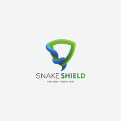 snake shield logo design gradient color vector illustration