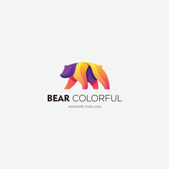 Fototapeta na wymiar bear logo design gradient colorful