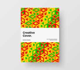 Colorful mosaic shapes postcard concept. Abstract corporate cover design vector layout.